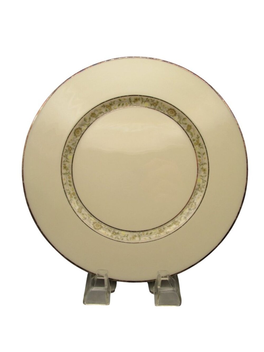 Lenox Springdale Salad Luncheon Plate Ivory Green Floral PlatinuTrim Made In USA